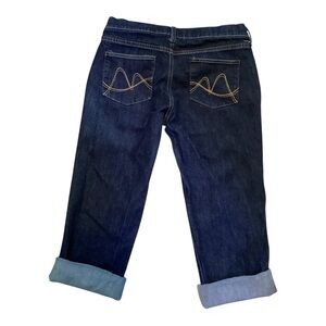 New York & Company Womens Stretch Cuffed Jeans Blue Denim Cropped Size 8
